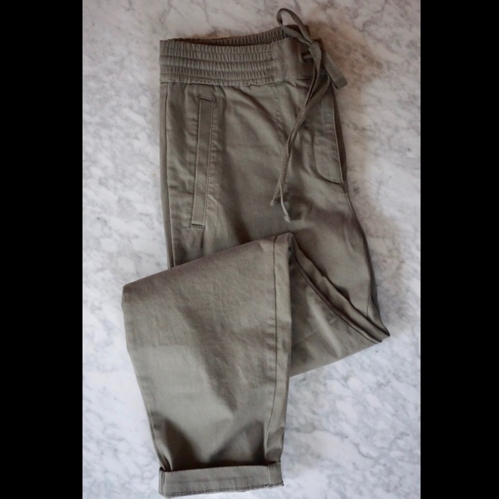 Loft green khaki tie waist pants